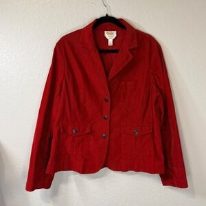 Talbots‎ Red Corduroy Blazer Jacket Women's Size 18 Button Front Classic Preppy